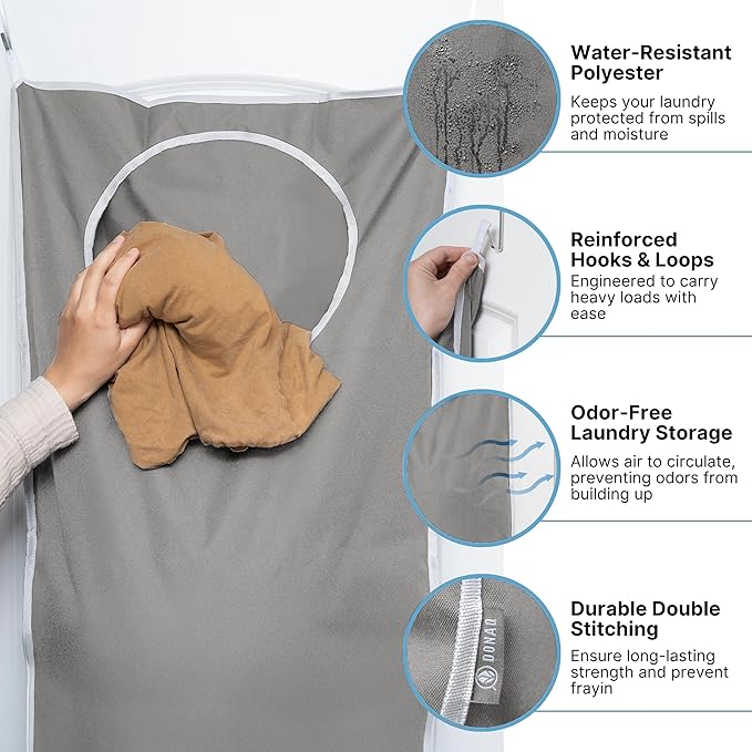 Hanging Laundry Hamper Bag XL 40x22", Space Saving over the Door Storage Bags, Behind the Door Hampers for Dirty Clothes & Wall Mounted Basket for Bathroom