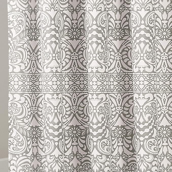 Lush Decor Boho Medallion Shower Curtain Single 72" W x 72" L Gray - Boho Shower Curtains for Bathroom Decor - Gray Bathroom Curtain