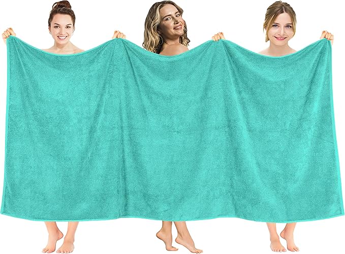 American Soft Linen 100% Cotton 600 GSM Turkish 40x80 Oversized Bath Towel Sheet, Extra Large Adult Towels for Bathroom, Turquoise Bath Sheet