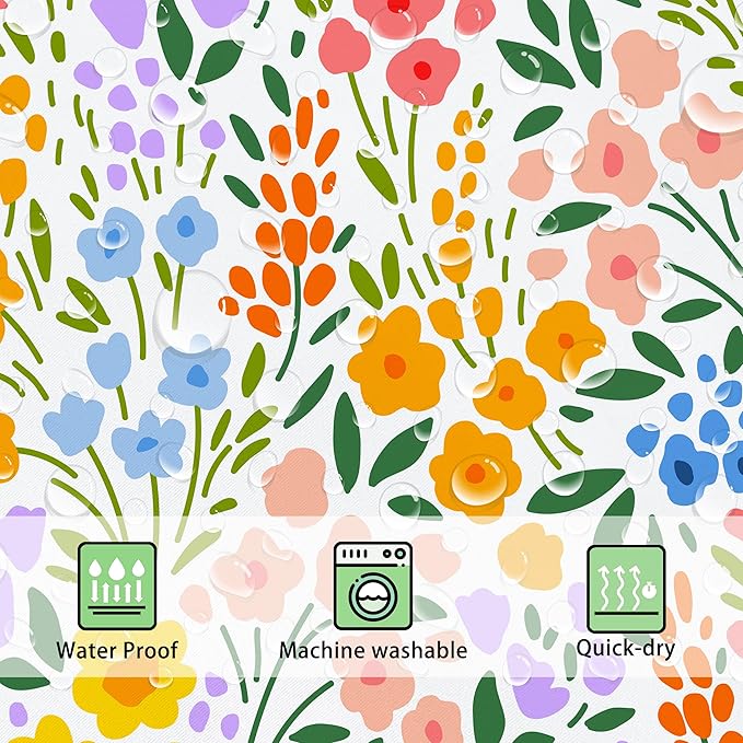 Colorful Floral Shower Curtain Butterfly Flower Bathroom Shower Curtain Set Boho Cute Shower Curtains Fabric Cloth Shower Curtain