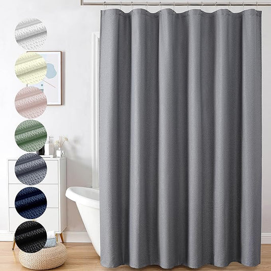 OVZME Berry Extra Long Grey Shower Curtain 96 Inch Long, 3D Embossed Texture Fabric Bathroom Shower Curtain, Large Hotel Bath Curtain with 12 Holes, Washable Cloth Shower Curtains, 72x96, Grey