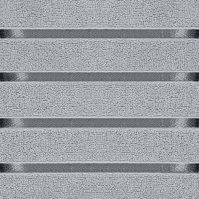 Utopia Towels 8 Piece Luxury Towel Set, 2 Bath, 2 Hand, and 4 Wash Cloths, 600 GSM Ring Spun Cotton, Highly Absorbent Viscose Stripe Towels, Ideal for Everyday use, Cool Grey
