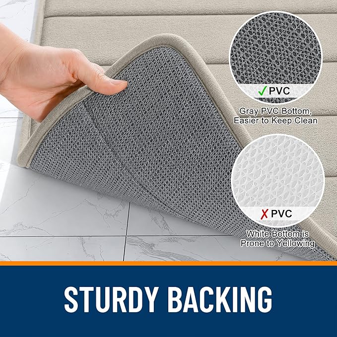OLANLY Memory Foam Bath Mat 70x46, Super Soft Absorbent Bathroom Rugs, Quick Dry, Machine Washable Shower Floor Rugs, Bathmat Carpet, Bathroom Home Decor Accessories, Warm Taupe