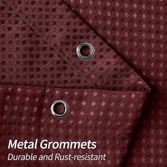 MitoVilla Burgundy Shower Curtain 72 x 78, Wine Red Long Waffle Fabric Shower Curtains for Modern Luxury Bathroom Decor, Heavy Duty Hotel Cloth Shower Curtains 78 inch Long