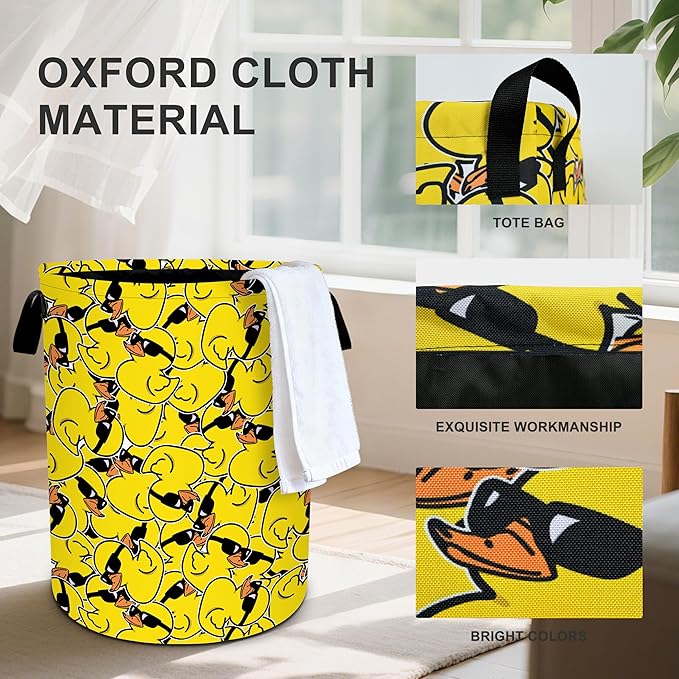Duck Laundry Basket Storage Bin Foldable Laundry Hamper Clothes Storage Bucket Organizer 19.6x15.7 Inch For Laundry Room/Bedroom/Bathroom