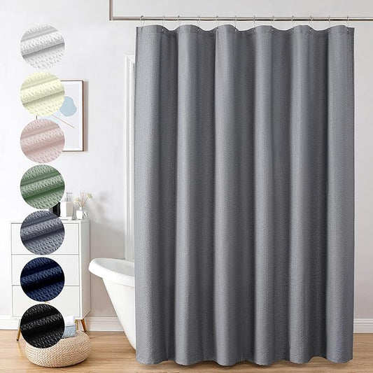 OVZME Berry Grey Shower Curtain, Embossed Textured Fabric Shower Curtain for Bathroom - Soft Cloth & Hotel Spa Luxury, Water Repellent, Machine Washable Long Shower Curtain, 72X78, Grey