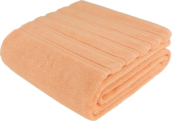 American Soft Linen 35x70 Jumbo Large Bath Towel, 600 GSM 100% Cotton Turkish Bath Sheet, Oversized Luxury Bath Towel for Bathroom Beach and Pool, Malibu Peach