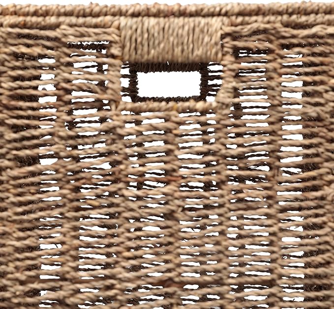 happimess BSK2017A Reed Coastal Bohemian Handwoven Seagrass Laundry Hamper 110L (29.1 Gallon) with Lid and Removable Liner, Seagrass Containers for Decoration in Living Room, Natural