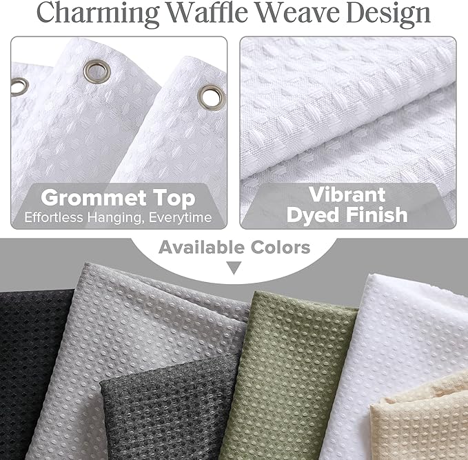 Madison Park Shower Curtain Waffle Weave, Vibrant Dyed, Waffle Shower Curtain 3M Scotchgard Moisture Management, Farmhouse Stall Shower Curtains for Bathroom, Stall: 36x72'' White