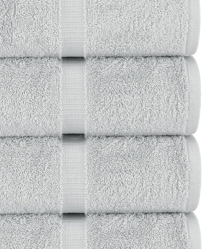 Chakir Turkish Linens | Hotel & Spa Quality 100% Cotton Premium Turkish Towels | Soft & Absorbent (4-Piece Bath Towels, Silver Gray)