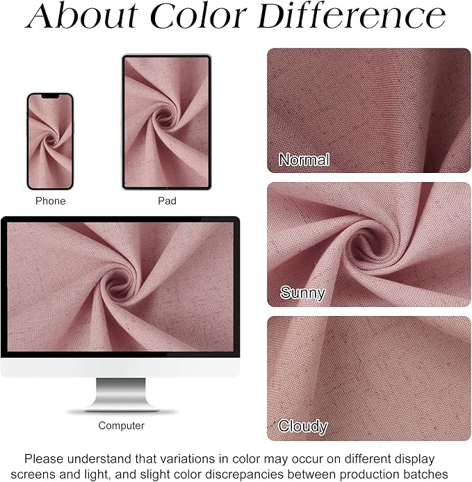Naturoom Pink 60 Inch Shower Curtain - Stall Narrow Half Linen Ultra Thick Fabric Shower Curtain Set with Hooks, Boho Farmhouse Rustic RV Camper Bath Curtains for Bathroom, 60x72