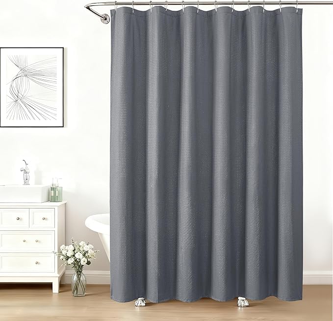 Aiyufeng Shower Curtains for Bathroom，Dot Like Embossed Textured Water Repellent Fabric Large Bath Curtain，Hotel Luxury Quality & Soft Cloth，Machine Washable，72Wx72L，Grey