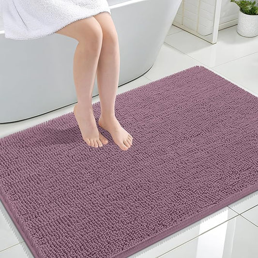 OLANLY Bathroom Rugs 44x32, Extra Soft Absorbent Chenille Bath Rugs, Rubber Backing Quick Dry, Machine Washable Bath Mats for Bathroom Floor, Tub and Shower, Home Decor Accessories, Deep Plum