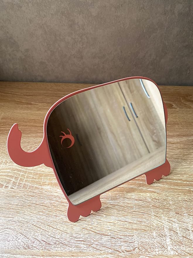 Kids Mirror for Girls Cute Desk Mirror Desktop Compact Mirror Pink with Stand Animal Shape Makeup Mirror Gift for Daughter