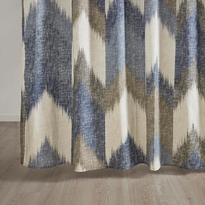 Ink+Ivy Alpine Shower Curtain Cotton Printed Modern Abstract Pattern Machine Washable Home Bathroom Decorations, 72x72, Navy