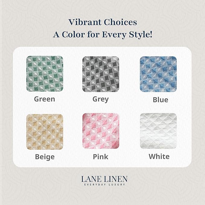 LANE LINEN Premium Shower Curtains - 72W x 72H Heavyweight Waffle Weaved Fabric, Luxury Spa Look - Water Repellent, Quick Dry & Easy Care & Machine Washable - Top Header with Metal Grommets - Pink