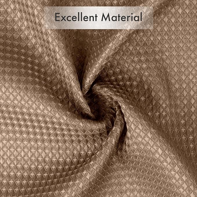 AmazerBath Taupe Shower Curtain Waffle Textured, Fabric Shower Curtain Tan Thick Heavy Duty 240GSM Hotel Quality Bathroom Shower Curtains, 72 x 72 Inches