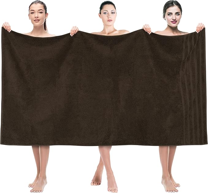 American Soft Linen 35x70 Jumbo Large Bath Towel, 600 GSM 100% Cotton Turkish Bath Sheet, Oversized Luxury Bath Towel for Bathroom Beach and Pool, Brown