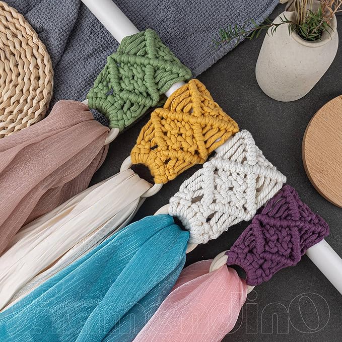 Framendino, 4 Pack Kitchen Crochet Towel Hanging Ring Towels Holder with Loop for Cabinets Oven Door