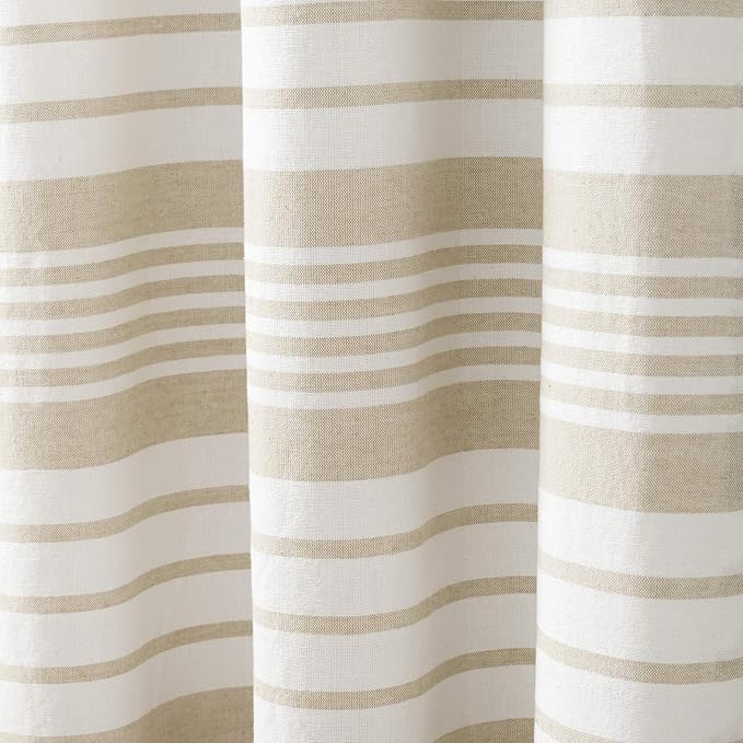 Lush Decor Nantucket Yarn Dyed Cotton Blend Tassel Fringe Shower Curtain Single 72" W x 72" L Taupe - Tan Shower Curtains for Bathroom Curtain