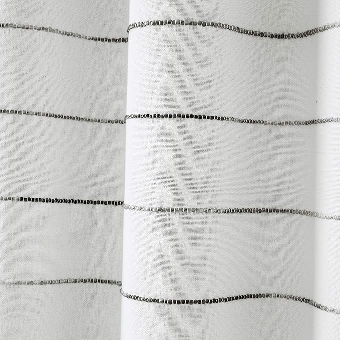 Lush Decor Ombre Stripe Yarn Dyed Cotton Shower Curtain, 72" W x 72" L, Gray & Multi - Fabric Shower Curtains - Striped Bathroom Curtain - Farmhouse & Coastal Decor