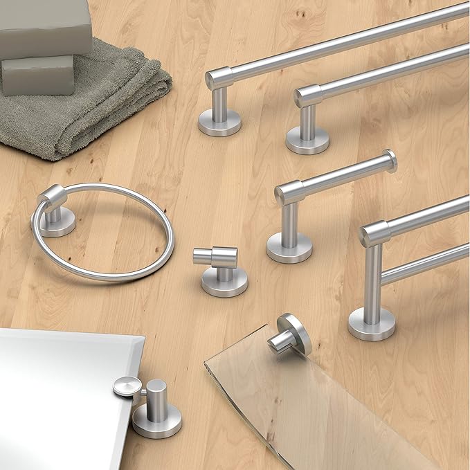 Gatco 4672 Reveal Towel Ring, Satin Nickel | Wall Mount 6.63" Dia. Towel Holder Ring