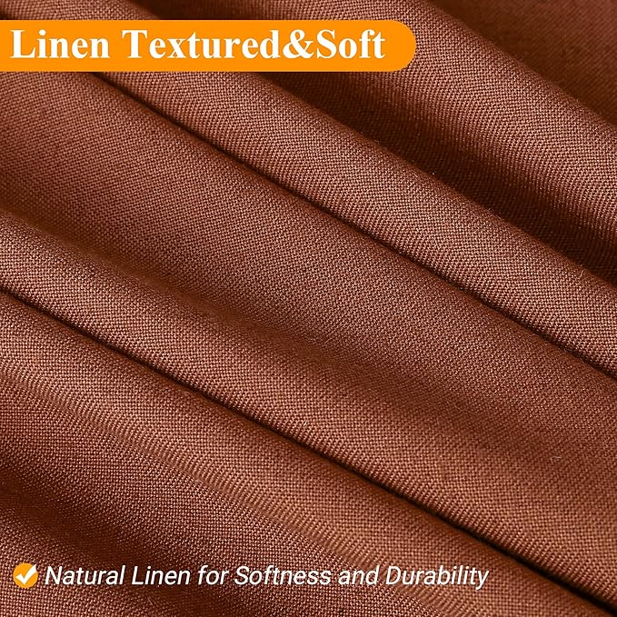 Naturoom Terracotta 42 Inch Boho Shower Curtain - Stall Narrow Half Linen Ultra Thick Fabric Shower Curtain Set with Hooks, Farmhouse Rustic RV Camper Bath Curtains for Bathroom, 42x72