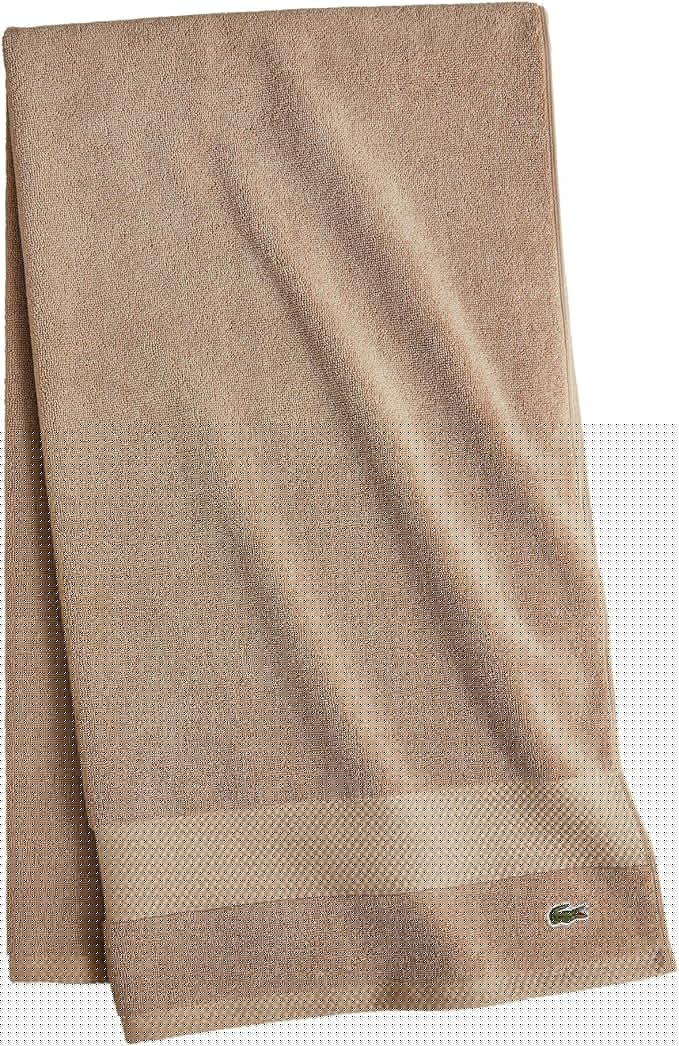 Lacoste Heritage 100% Supima Cotton Bath Towel, Sand, 30" x 54" – Highly Absorbent & Quick Drying, Premium Super Soft Bath Towel, Bathroom Essential, Gift for All Occasions, Machine Washable