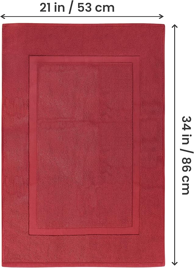 Utopia Towels Cotton Banded Rug, Bath Mats, Not a Bathroom Rug, 21 by 34 Inches, 100% Ring Spun Cotton, Highly Absorbent Shower Bathroom Floor Mat, Red, 2 Pack