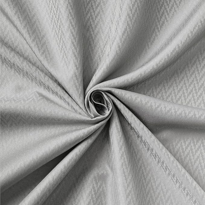 Encasa XO Luxury Jacquard Shower Curtain ZZ Light Grey 72x84 in | Rustproof, Wrinkle-Free, Water-Repellent & Machine Washable | Elegant Heavy Fabric for Bathroom Decor & Bathtub Use
