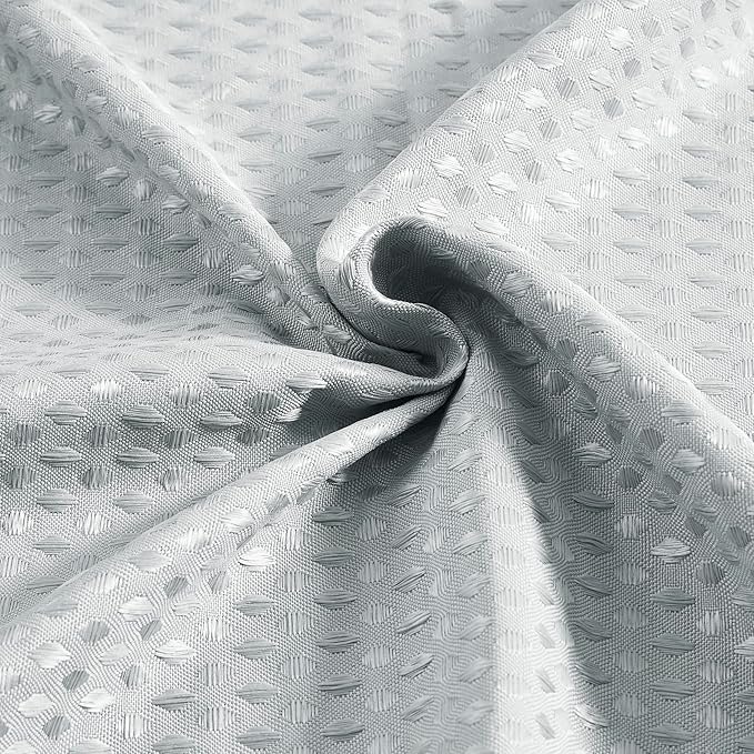 Luxury Dobby Weave Shower Curtain Elegant Hotel Style Fabric for Bathroom, Water Repellent, Machine Washable Light Grey Dobby