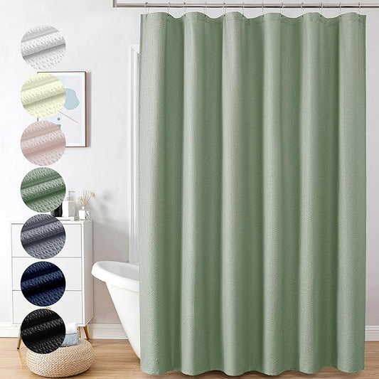 OVZME Berry Extra Long Green Shower Curtain 96 Inch Long, 3D Embossed Texture Fabric Bathroom Shower Curtain, Large Hotel Bath Curtain with 12 Holes, Washable Cloth Shower Curtains, 72x96, Sage Green