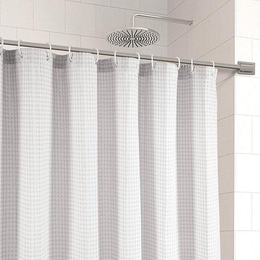 LANE LINEN Classic Hotel Shower Curtain for Bathroom - 72W x 72H - Luxury Waffle Weave - Heavyweight Fabric That Hangs Well, Water Repellent & Quick Dry - Header with Stainless Steel Grommets - White