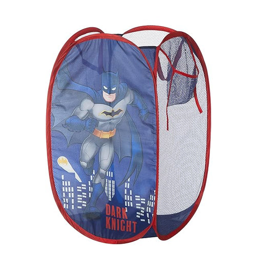 Batman Pop-Up Hamper with Durable Carry Handles, Kids Laundry & Room Storage Organizer, 21”H x 13.5”W x 13.5”L, Blue