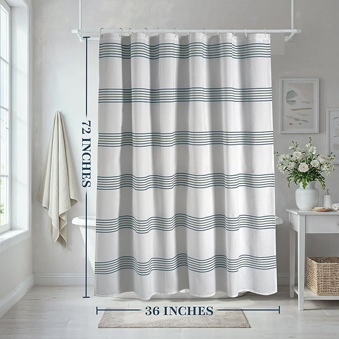 LANE LINEN Waterproof Fabric Shower Stall Curtain - 72 x 36 Compact Size - Built In Waterproof Lining - Spa Inspired Bathroom Style - Quick Dry, Machine Washable & Perfect for small space - Sage Green