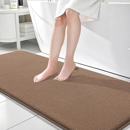 OLANLY Thick Memory Foam Bath Mat Rug 70x24, Extra Soft Absorbent Bathroom Rug, Quick Dry Bath Mats, Non-Slip, Machine Washable Carpet for Bathroom, Tub and Shower, Home Decor Accessories, Mocha