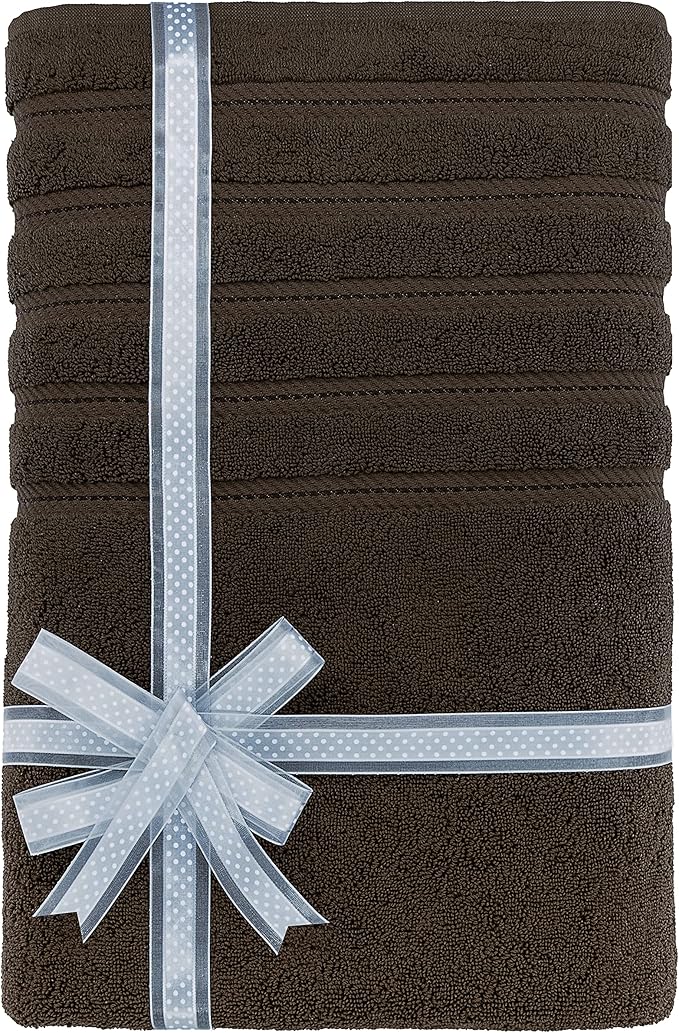 American Soft Linen 35x70 Jumbo Large Bath Towel, 600 GSM 100% Cotton Turkish Bath Sheet, Oversized Luxury Bath Towel for Bathroom Beach and Pool, Brown