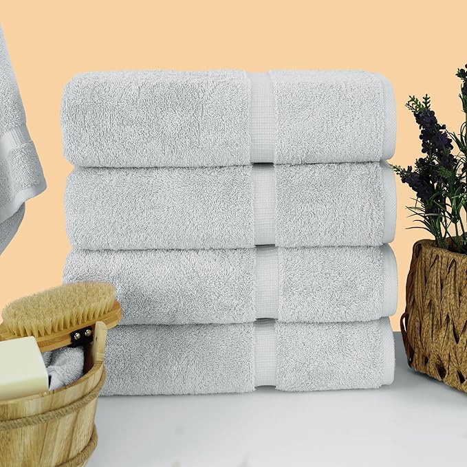 Chakir Turkish Linens | Hotel & Spa Quality 100% Cotton Premium Turkish Towels | Soft & Absorbent (4-Piece Bath Towels, Silver Gray)