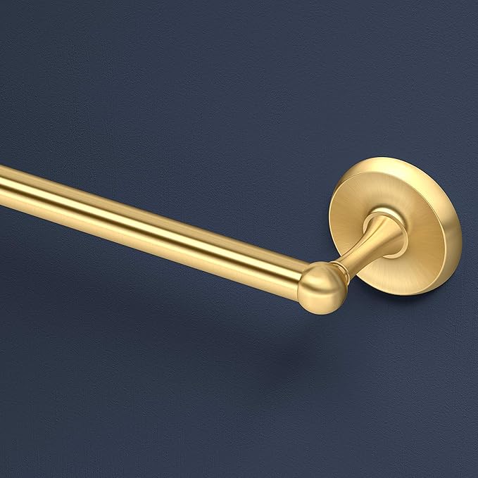 Gatco 5058 Designer II Towel Bar, Wall-Mounted Bathroom Towel Holder, 30" Length Brushed Brass Finish