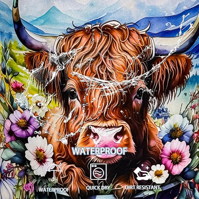 Highland Cow Laundry Basket Colorful Flowers Foldable Oxford Cloth Funny Tote Bag Laundry Hamper Clothes Storage Bucket Toy Organizer For Bathroom/Laundry Storage/Bedroom 18.9x16.5 Inch