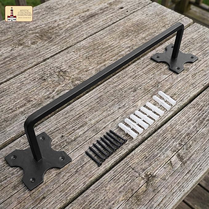 Mystic Colonial Cast Iron Towel Bar � 20 Inch Hand-Forged Rustic Wall Mounted Metal Rack for Bathroom, Kitchen, or Entryway � Vintage Black Heavy-Duty Towel Holder