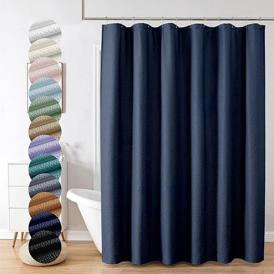 OVZME Berry Navy Blue Fabric Shower Curtain for Bathroom - 72x72, Blue Hotel Spa Polyester Cloth Bath Curtain with 12 Holes, Luxury Shower Curtain, Machine Washable Water Resistance, Navy Blue