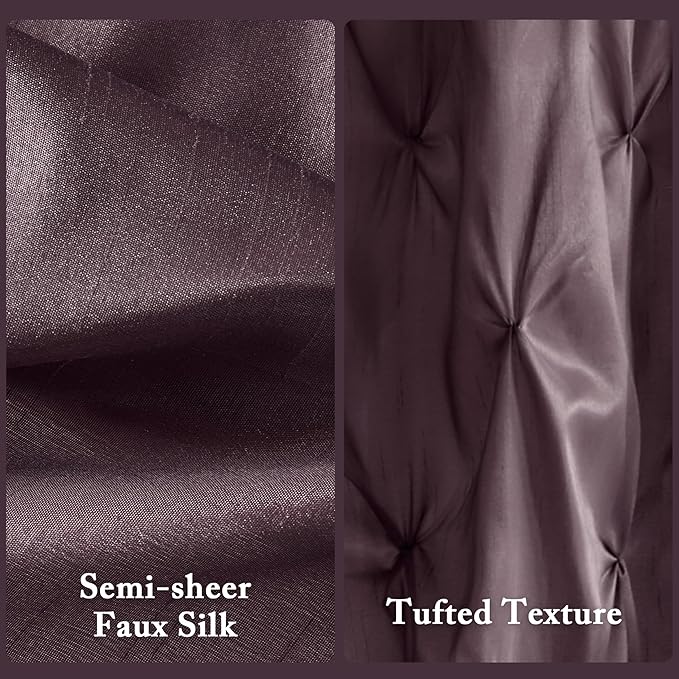 Madison Park Laurel Semi-Sheer Plum Shower Curtain Purple– Lightweight Faux Silk Fabric, 72x72 in, Light Filtering, Modern Style Bathroom Curtain Textured Tufting Detail Modern Mid-Century Bathroom Decor