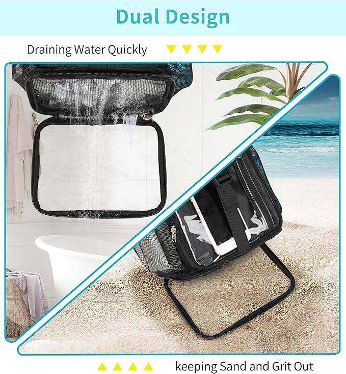 Ethereal Shower Caddy Portable, Mesh Shower Caddy Bag for College Dorm Room Essentials, Hanging Shower Bag for Gym, Camping, Beach