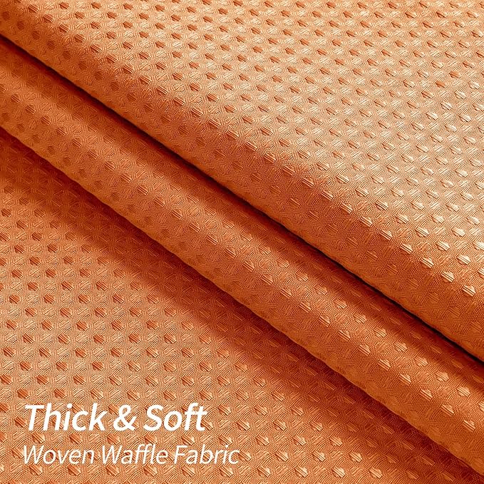 MitoVilla Orange Waffle Fabric Shower Curtain, Heavy Waffle Weave Textured Shower Curtains for Modern Luxury Bathroom Decor, Weighted Hotel Spa Shower Curtain, 72 x 72, Burnt Orange