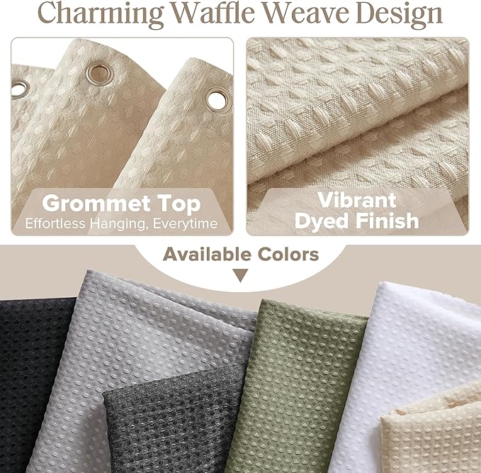 Madison Park Shower Curtain Waffle Weave, Vibrant Dyed, Waffle Shower Curtain 3M Scotchgard Moisture Management, Farmhouse Extra Long Shower Curtains for Bathroom, Extra Long: 72"x84" Beige