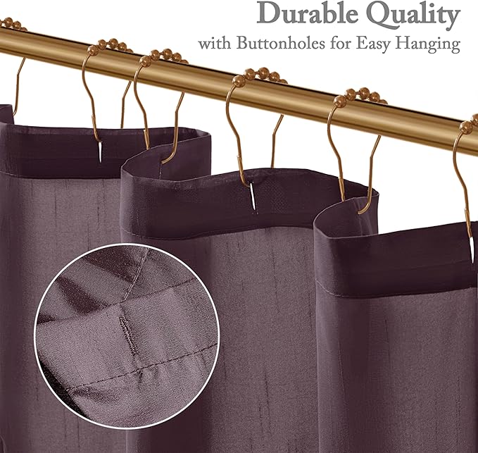 Madison Park Laurel Semi-Sheer Plum Shower Curtain Purple– Lightweight Faux Silk Fabric, 72x72 in, Light Filtering, Modern Style Bathroom Curtain Textured Tufting Detail Modern Mid-Century Bathroom Decor