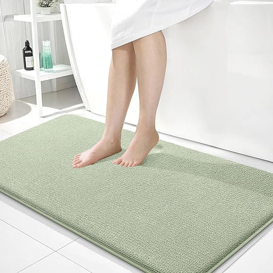 OLANLY Thick Memory Foam Bath Mat Rug 45x27, Extra Soft Absorbent Bathroom Rug, Quick Dry Bath Mats, Non-Slip, Machine Washable Carpet for Bathroom, Tub and Shower, Home Decor Accessories, Sage Green