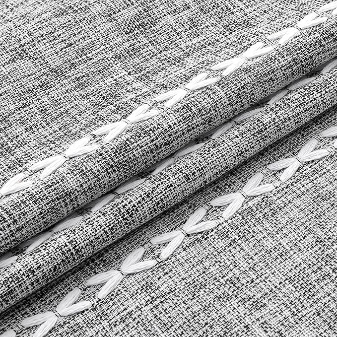 MitoVilla Dark Grey Boho Small Stall Shower Curtain Set 36 x 72, Half Size Narrow Polyester Linen Fabric Shower Curtains for Farmhouse Bathroom Decor, Charcoal Grey