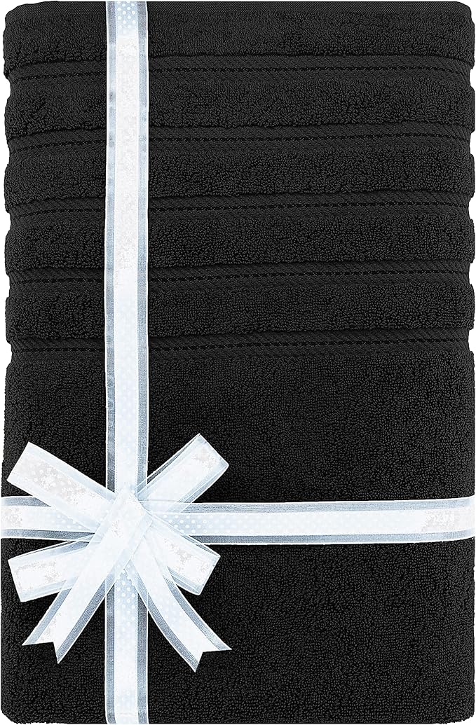 American Soft Linen 35x70 Jumbo Large Bath Towel, 600 GSM 100% Cotton Turkish Bath Sheet, Oversized Luxury Bath Towel for Bathroom Beach and Pool, Black